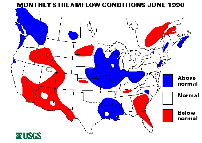 National Water Conditions Surface Water Conditions Map - June 1990