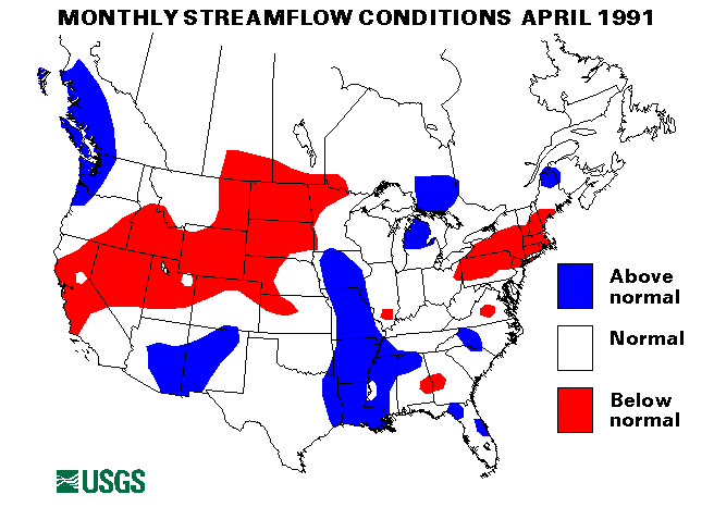 National Water Conditions Surface Water Conditions Map - April 1991