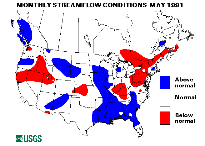 National Water Conditions Surface Water Conditions Map - May 1991