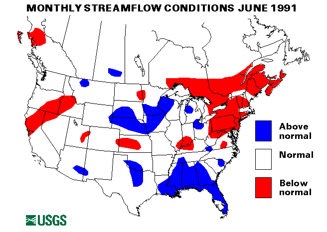 National Water Conditions Surface Water Conditions Map - June 1991