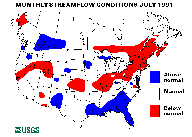 National Water Conditions Surface Water Conditions Map - July 1991