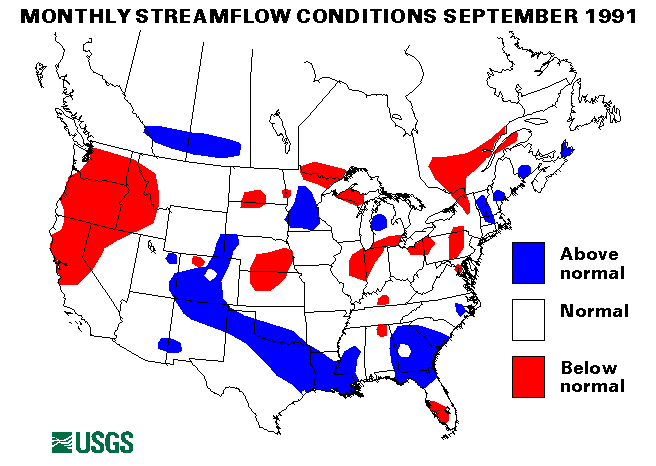 National Water Conditions Surface Water Conditions Map - September 1991