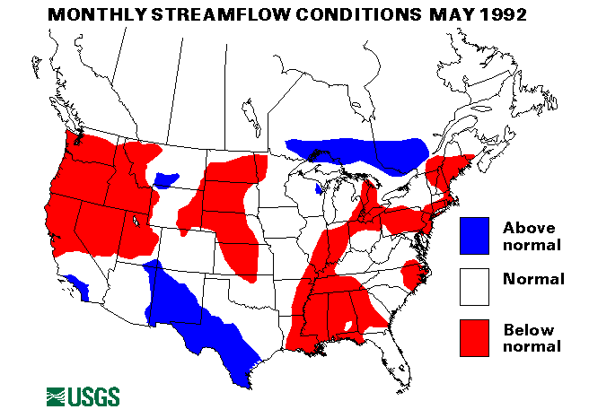 National Water Conditions Surface Water Conditions Map - May 1992