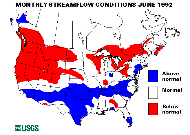 National Water Conditions Surface Water Conditions Map - June 1992