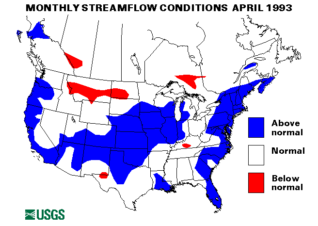 National Water Conditions Surface Water Conditions Map - April 1993