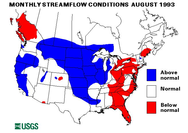National Water Conditions Surface Water Conditions Map - August 1993