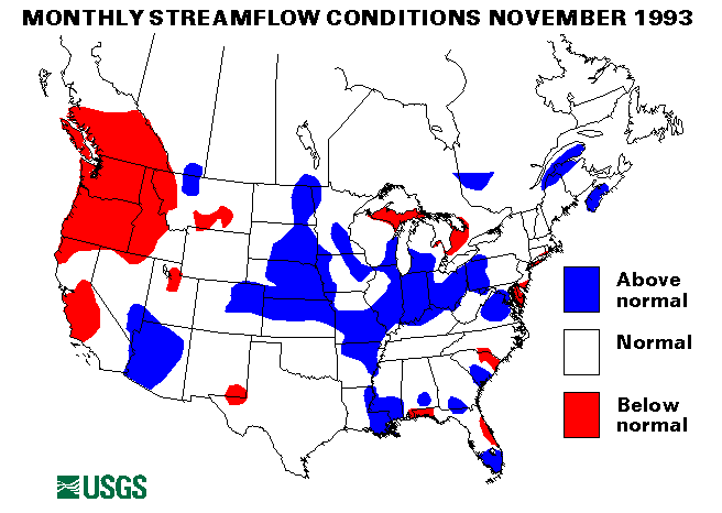 National Water Conditions Surface Water Conditions Map - November 1993
