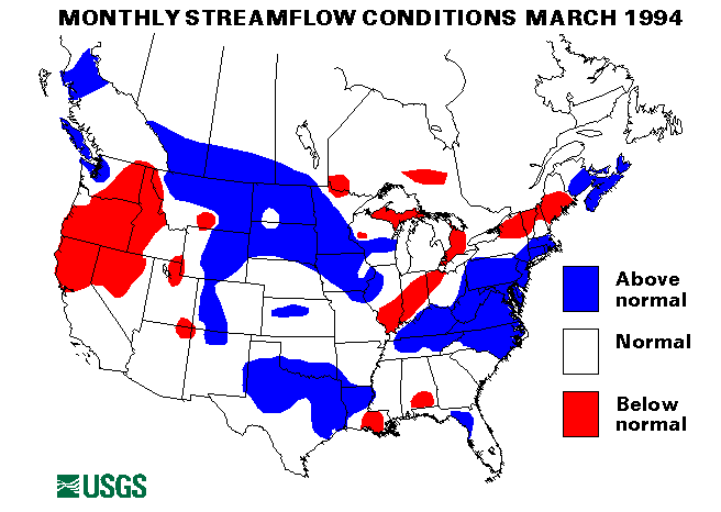 National Water Conditions Surface Water Conditions Map - March 1994
