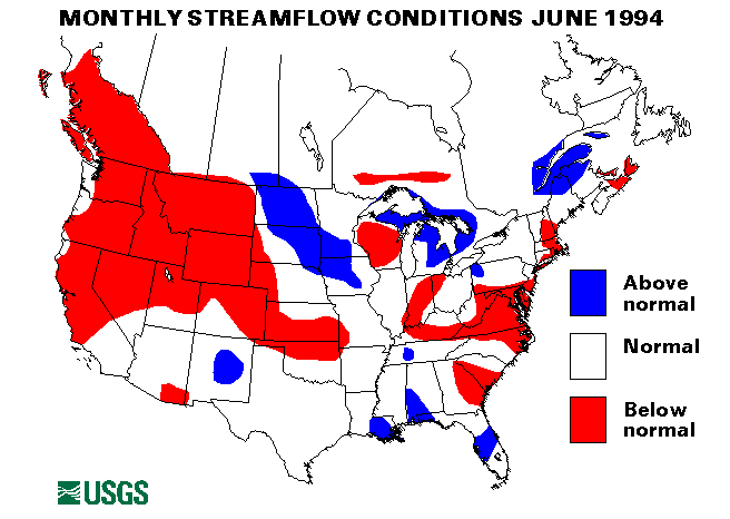 National Water Conditions Surface Water Conditions Map - June 1994