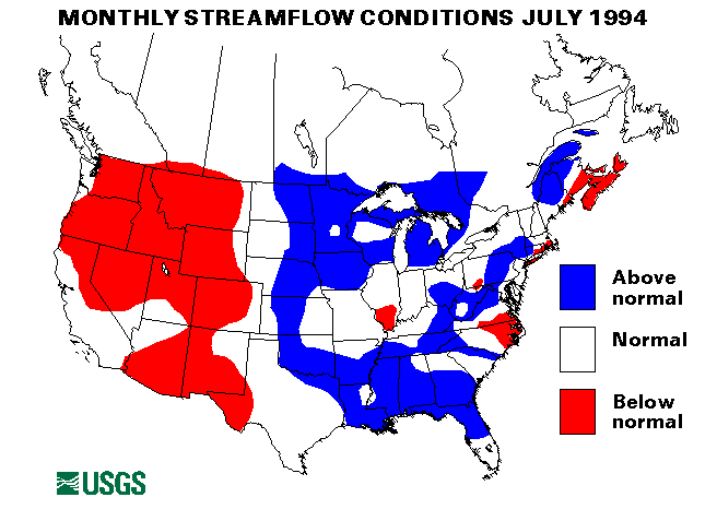 National Water Conditions Surface Water Conditions Map - July 1994