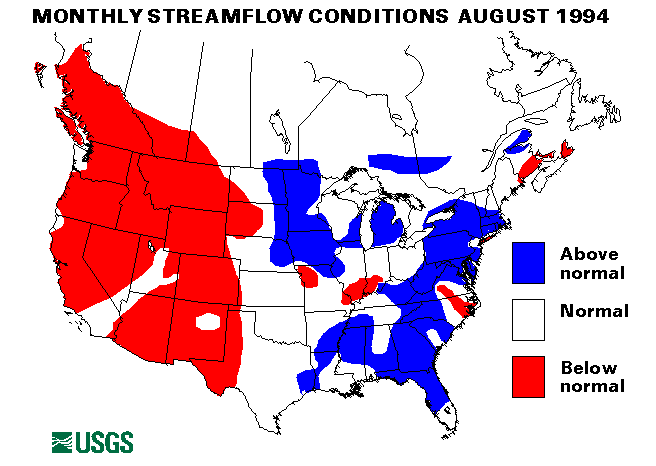 National Water Conditions Surface Water Conditions Map - August 1994