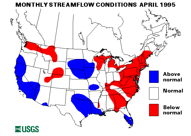 National Water Conditions Surface Water Conditions Map -
      April 1995