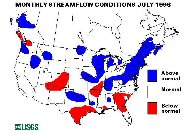 National Water Conditions Surface Water Conditions Map - July 1996