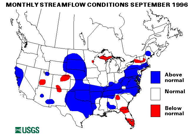 National Water Conditions Surface Water Conditions Map - September 1996
