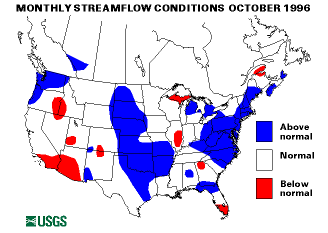 National Water Conditions Surface Water Conditions Map - October 1996