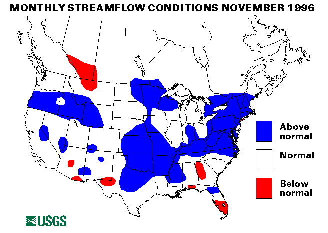National Water Conditions Surface Water Conditions Map - November 1996