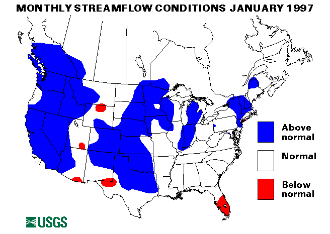 National Water Conditions Surface Water Conditions Map - January 1997
