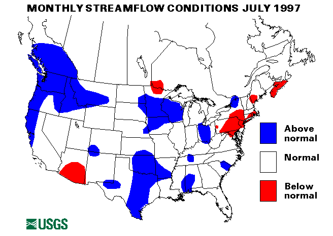 National Water Conditions Surface Water Conditions Map - July 1997