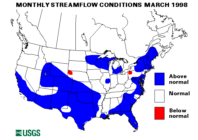 National Water Conditions Surface Water Conditions Map - March 1998