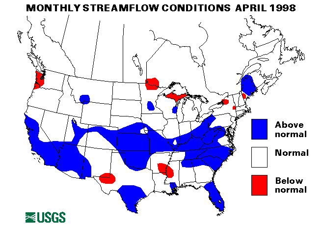 National Water Conditions Surface Water Conditions Map - April 1998