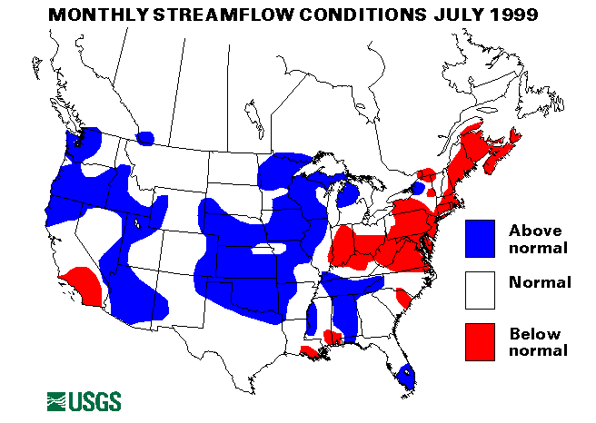 National Water Conditions Surface Water Conditions Map - July 1999