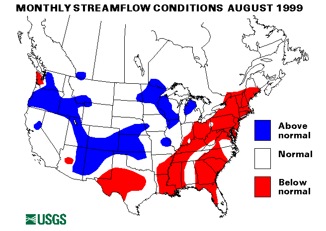 National Water Conditions Surface Water Conditions Map - August 1999