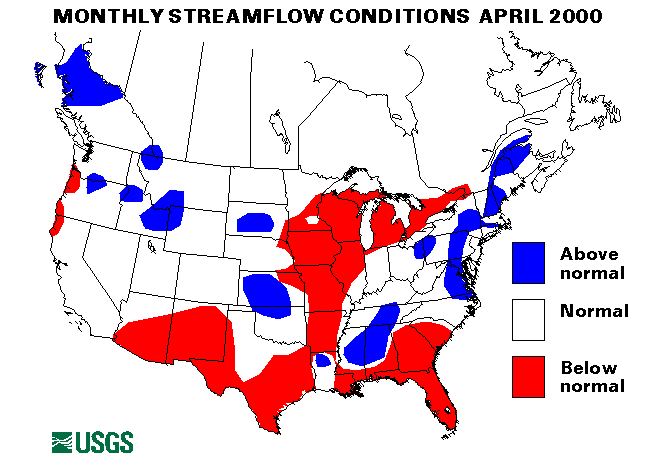 National Water Conditions Surface Water Conditions Map - April 2000