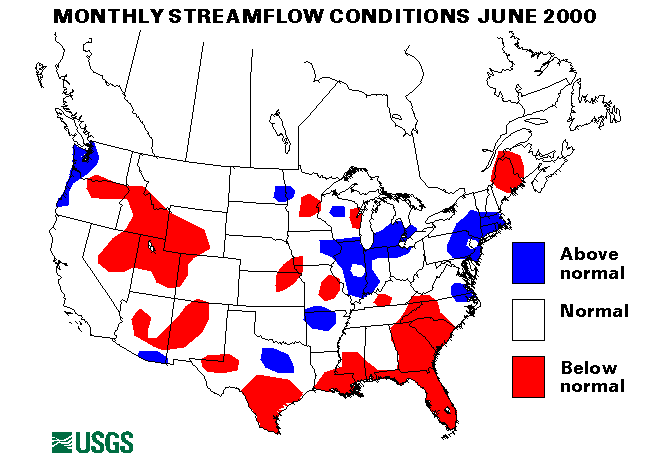 National Water Conditions Surface Water Conditions Map - June 2000