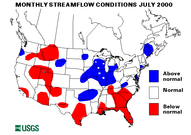 National Water Conditions Surface Water Conditions Map - July 2000