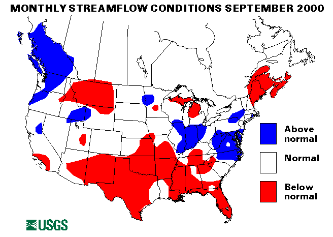 National Water Conditions Surface Water Conditions Map - September 2000
