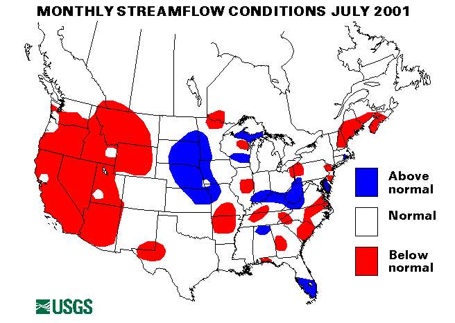 National Water Conditions Surface Water Conditions Map - July 2001