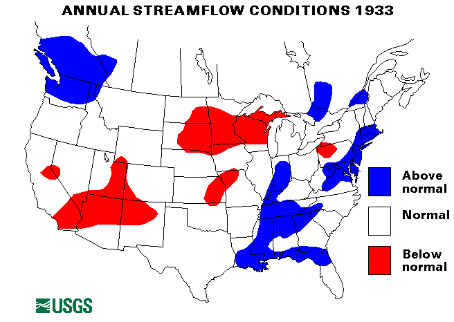 National Water Conditions Map - water year 1933