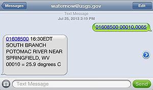  [Screenshot of the text messages from Water Now] 