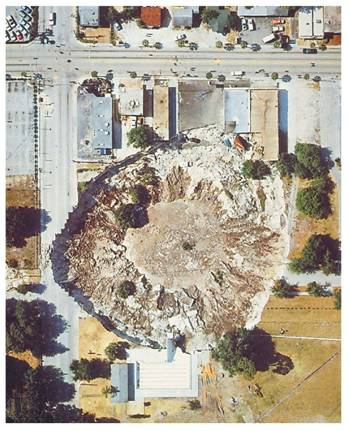  Figure 8. Abrupt sinkhole collapse in Winter Park, Florida (1981). 