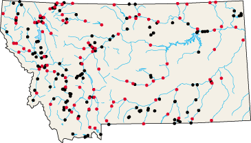 Illustration showing streamflow monitoring stations in Montana.