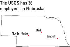 Nebraska map showing USGS offices