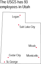 Utah map showing USGS office locations