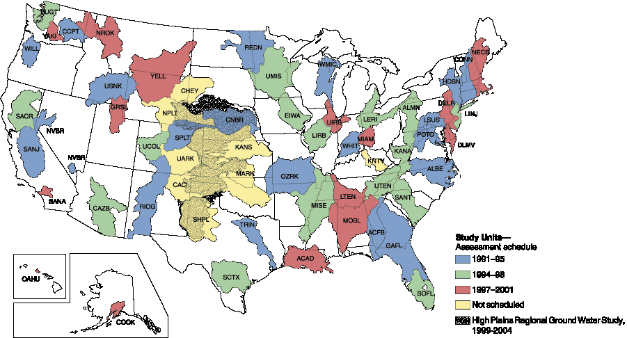 Map of the 1991 to 2001 study units