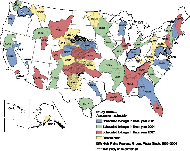 Map of the 2001 to 2012 study units