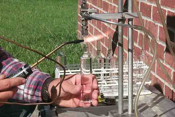 Photo of laboratory technique for age dating ground water.