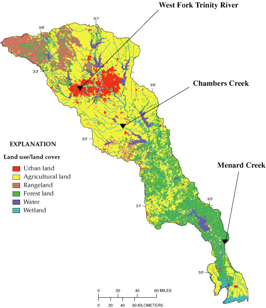 Map showing locations of stream-habitat survey reaches in the Trinity River Basin.