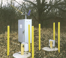 Photograph of multiple Sensor data-collection platform (DCP) installation in Kansas.