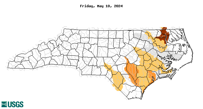 below normal 7-day average streamflow condition map