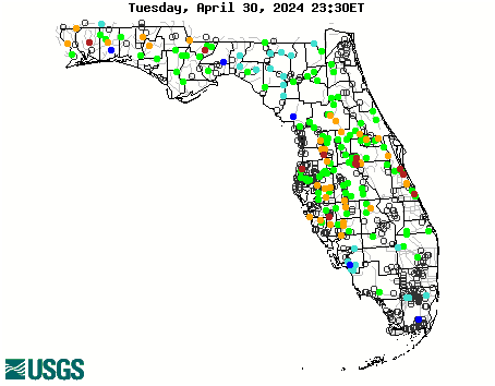 Map of flood and high flow condition (Florida)