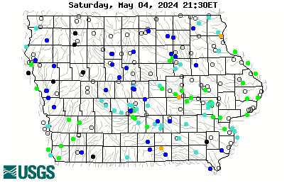 Map of flood and high flow condition (Iowa)