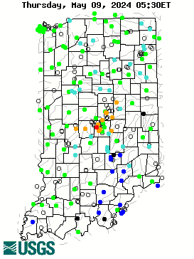 Map of flood and high
                          flow condition (Indiana)