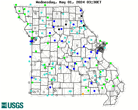 Map of flood and high flow condition (Missouri)