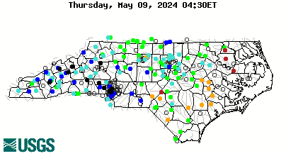 Map of flood and high flow condition (North Carolina)