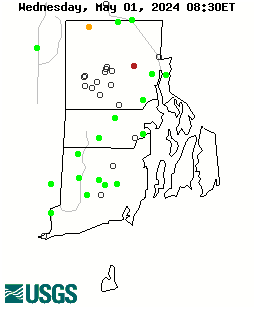 Map of flood and high flow condition (Rhode Island)