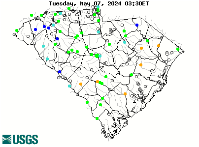 Map of flood and high flow condition (South Carolina)